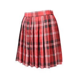 Online order side pull zipper custom red checkered striped pleated skirt school uniform design company Australia school skirt OEM SU318 Online order side pull zipper custom red checkered striped pleated skirt school uniform design company Australia school skirt OEM SU318